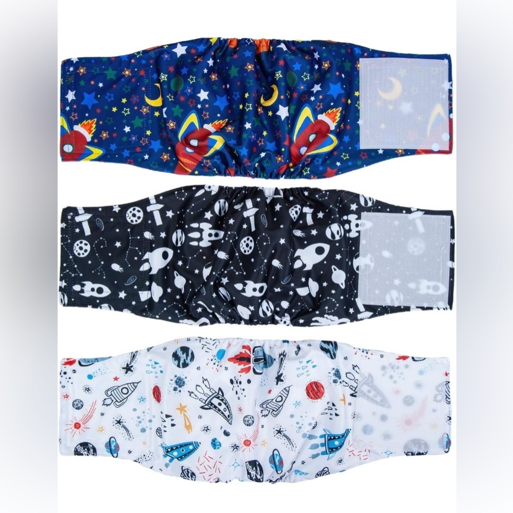 Space-Themed Pet Soft Washable Dog Diapers - Male Dog Belly Bands Diapers